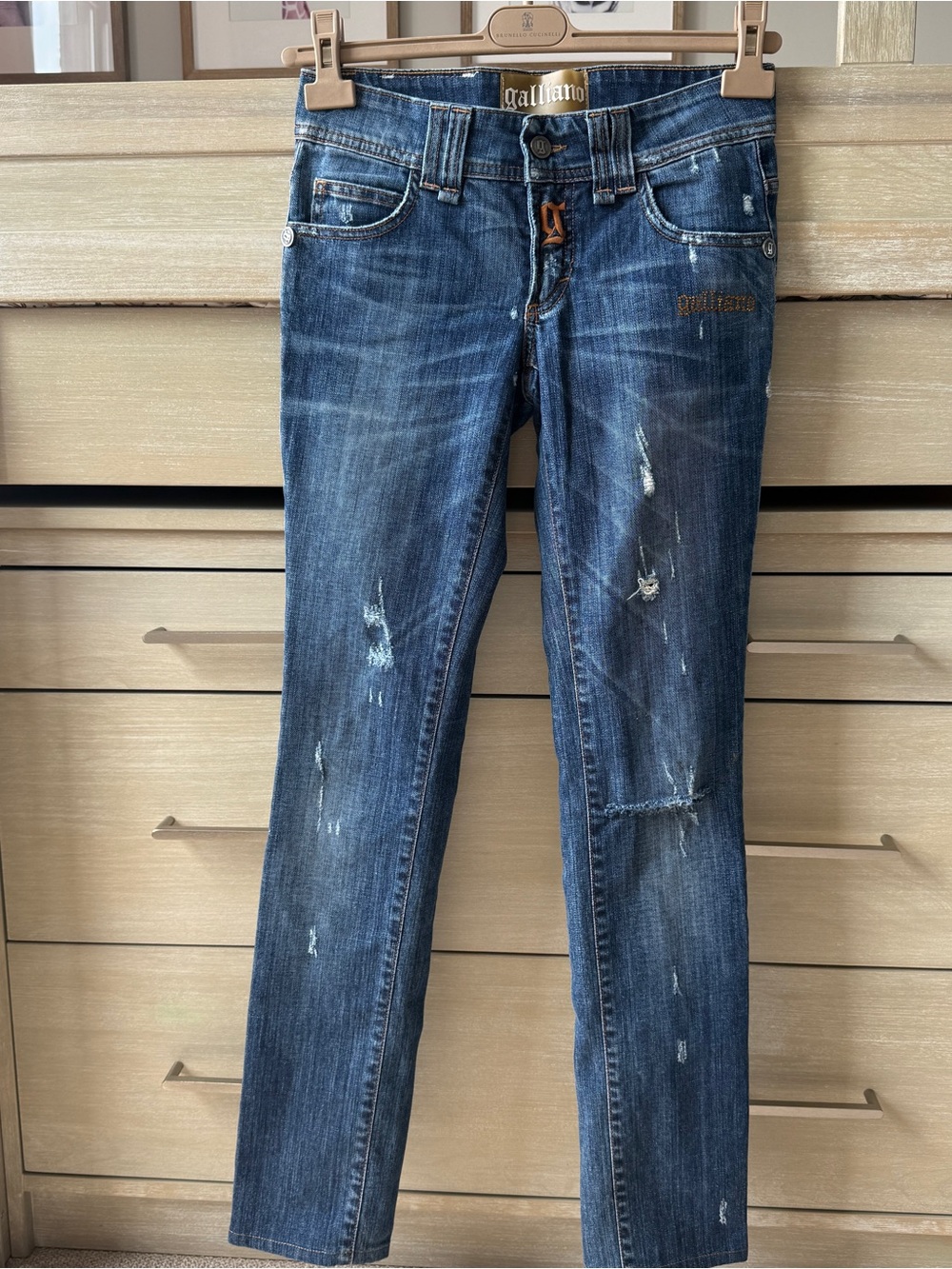 Galliano Women's Distressed Indigo Skinny Jeans